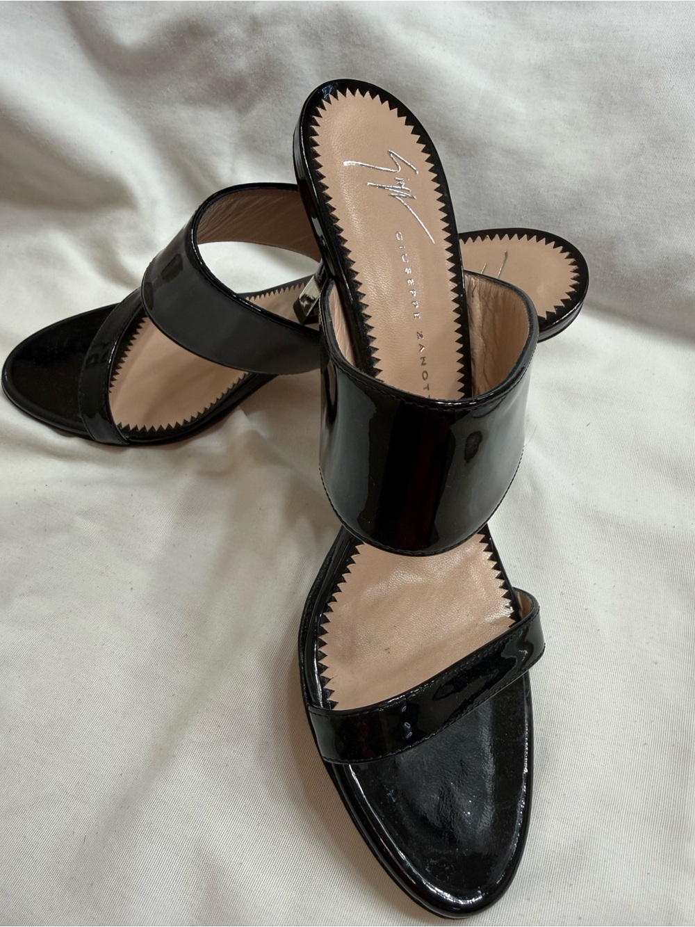 Giuseppe Zanotti Black Patent Leather Double Band Mules